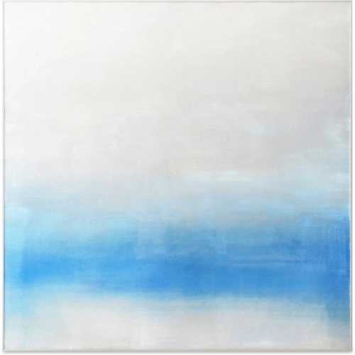 Morning Light Framed Abstract Landscape Painting in Blue Palette